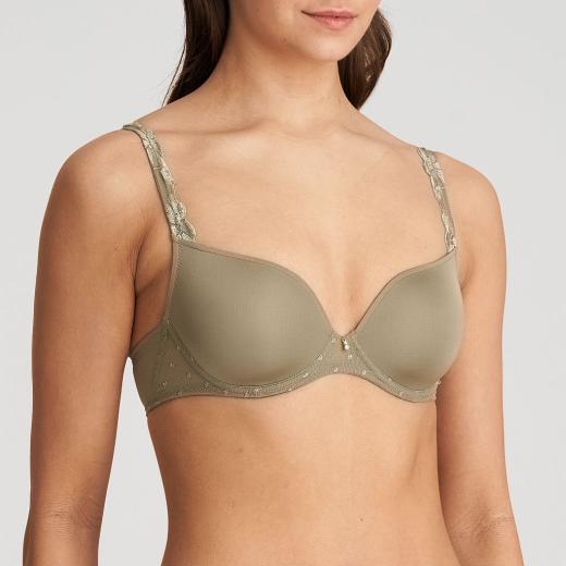 Marie Jo Agnes padded wire bra heart shape A-F cup, color golden olive
