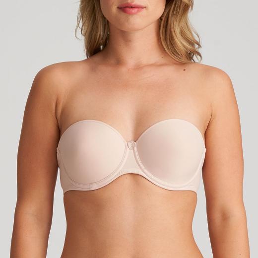 Marie Jo Tom strapless padded bra A-E cup, color caffe latte