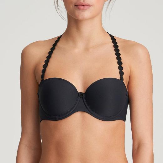 Marie Jo Tom strapless padded bra A-E cup, color charcoal