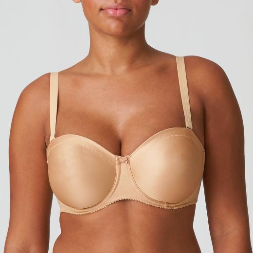 PrimaDonna Satin strapless wire bra, color cognac