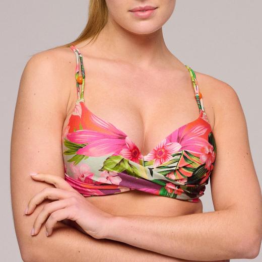 Marie Jo Swim Norma Jeanne Bikini top padded deep plunge, color tropical sunset