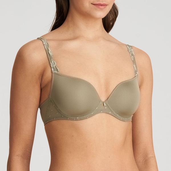 Marie Jo Agnes padded wire bra heart shape A-F cup, color golden olive