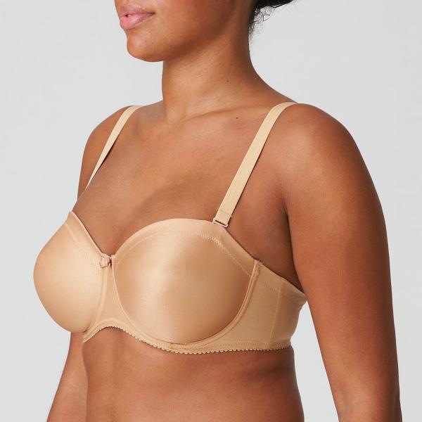 PrimaDonna Satin strapless wire bra, color cognac