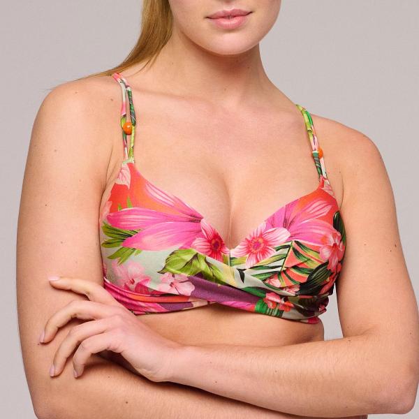 Marie Jo Swim Norma Jeanne Bikini top padded deep plunge, color tropical sunset