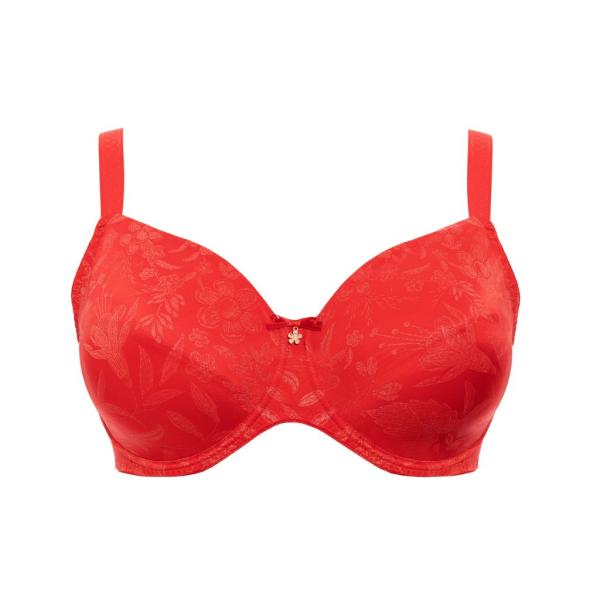 Ulla Lingerie Féminine  molded wire bra Jasmin D - L cup, color poppy-red