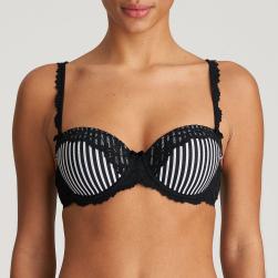 Marie Jo Sydny padded bra - balcony B-E cup, color tuxedo black