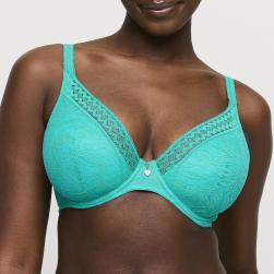 PrimaDonna Twist Palermo half padded wire bra deep plunge C-G cup, color sunny teal